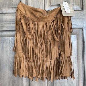 BOHO BABE FESTIVAL HIPPIE FRINGE New with Tags Faux Suede Fringe Skirt